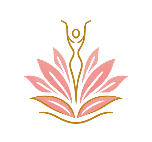 flor de loto con color rosa empolvado y en el centro una silueta de mujer